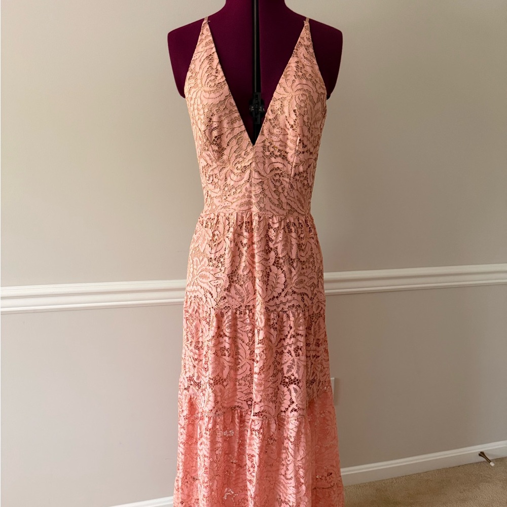 Dress the Population Melina Elegant Lace Pink Dress medium EUC